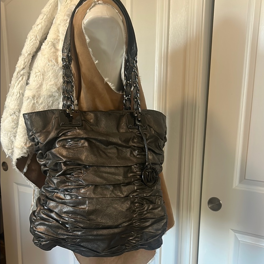Michael Kors Black Tote Bag with Textured Design